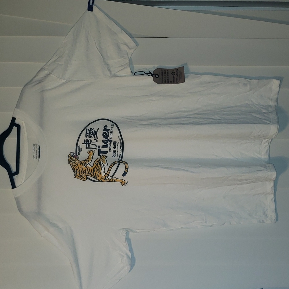 NWT CIVILIANAIRE MEN'S WHITE T-SHIRT XL